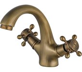 Grifo de Baño de Laton envejecido retro, Grifo para lavabo de dos manijas, Grifo de baño nostálgico Pillado para Baño