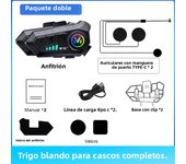 Y10-2X 1/2Pcs Motorcycle Helmet Bluetooth Headset Intercom Long Standby 1000mAh MP3 IPX6 Waterproof  Wireless Hands-free Super
