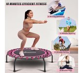 Mini Trampolín 101 cm  para Ejercicio en Casa – Cama elástica Fitness Rebounder Silencioso con Manillar Ajustable, Capacidad 150 kg