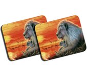 MERCHANDMANIA PACK 2 ALFOMBRILLAS GRANDES leon selva savana animal salvaje felino bestia mousepad raton
