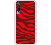 Funda compatible con Xiaomi Mi 9 - Animal Print Zebra Rojo Granate