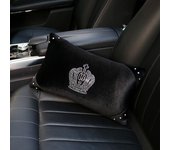 1pc Black Plush Fur Diamond Crystal Crown Series Car Seat Inerior Accessories Auto Steering Wheel Covers Headrest Seatbelt Cover