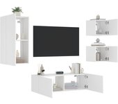 vidaXL Muebles de TV de pared con luces LED 4 piezas, Mueble de Salon, Mueble TV, Mueble TV salon, Mesa de TV, Mueble tele