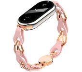 Suitable for Xiaomi band 9 8 nfc strap, hollowed leather chain leather, metal magnetic snap personality miband replacement strap