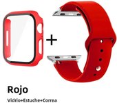Glass+Case+Strap for Apple Watch Band 42mm 44mm 41mm 40mm 38mm 45mm 49mm Screen Protectors for Apple IWatch Series 8 7 6 SE 5 4