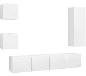 Mueble TV combinadoSet de muebles de salón TV 5 piezas madera de ingeniería blanco