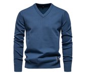 2024 otoño e invierno nuevo suéter de algodón de color sólido con cuello en V suéter de moda para hombres suéter de punto para hombres