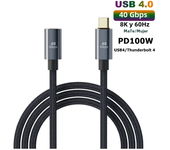 USB 4 Extension Cable Thunderbolt 4 3 Type C 40Gbps USB-C Male To Female Monitor PD 100W 8K Video Dock Station USB4 Extend Cord
