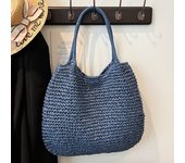 Women Straw Tote Handbag Large Capacity Vintage Shoulder Bag Solid Color Crochet Beach Handbag Ladies Summer Daily Bag