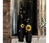 Sunflower Pattern Overalls For Women Fashion Slim Jumpsuit Women Casual Loose Romper For Women Mono Deportivos Mujer Gym