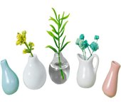Mini jarrones magnéticos para nevera - 8 mini jarrones de cerámica con forma de planta, bonitos jarrones magnéticos 3D con capullos, pequeños imanes para nevera para decoración del hogar/aniversario (sin flores)
