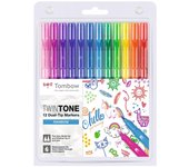 Tombow - TwinTone marcador 12 pieza(s) Punta redonda/fina Multicolor WS-PK-12P-3