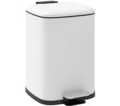 HOMCOM Cubo de basura de cocina de 12 l con tapa de cierre suave, pedal, papelera antihuellas y cubo interior extraíble, color blanco