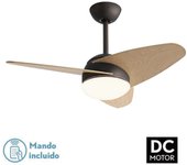 VENTILADOR DE TECHO CON LUZ 3 ASPAS/ LAMPARA METAL NEGRO/NATU HM1206 FIJALO