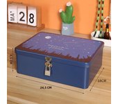 Iron Box with Lock and Key Desktop Storage Box Retro Tinplate Cosmetics ID Storage Household Jewelry Storage Empty Box