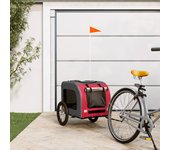 vidaXL Remolque de bicicleta mascotas hierro tela Oxford rojo gris