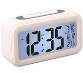 Reloj Despertador Dial Blanco Digital Retroiluminación Inteligente con Sensor Automático