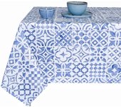 Mantel PVC, Mantel de hule, Modernos, Para mesas, Tapete de cocina, Hule para tabla rectangular, Azulejo, Cerámica,  Azul ，gris  DI1030-01/02