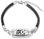 High Quality Black Leather Stainless Steel Aromatherapy Bracelet Women Charm Diffuser Essential Oil Locket Bracelet Jewelry Gift