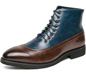 Men Wingtip Brogue Lace Up Dress Boots Fashionable Outdoor Boots