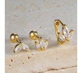 3PCS Sets Exquisite Stainless Steel Round Huggie Hoop Earrings For Women Fashion Minimal Triangle Stud Earrings Piercing Jewelry