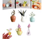 Mini jarrones magnéticos para nevera, 8 unidades, bonitos mini jarrones de cerámica para nevera, floreros de cerámica 3D, bonitos jarrones con forma de planta, imanes para nevera, cocina, oficina (8 unidades)