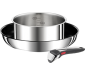 Tefal Ingenio Preference On, Sartén 26 cm + Cazo 18 cm + Mango extraíble, Acero inoxidable 18/10, Revestimiento antiadherente, Apilable, Inducción, L9748802