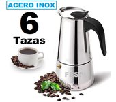 Cafetera Acero Inoxidable con Asa de Plastico 6 Tazas Color Plata - Italiana Inducción para Espresso