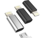 Paquete de 3, compatible con adaptador Lightning a Micro USB macho hembra, compatible con conector de cable de carga para iPad Air