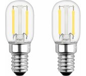LED E14 de 2 W para nevera, T22, equivalente a 15 W E14 incandescente, blanco cálido 2700 K, 230 V, LED E14 pequeño para nevera/lámpara de sal/luz nocturna para niños, juego de 2 [Clase de eficiencia