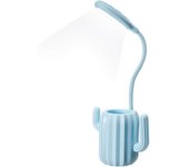 Lámpara de escritorio para niños, lámpara de escritorio VADIV LED táctil regulable lámpara de cabecera Reag lámpara de escritorio recargable titular de la pluma inalámbrica-azul