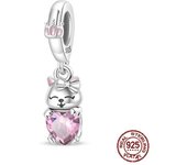 100% 925 Sterling Silver Dark Moon Cat Cute Bow Rabbit Charms Beads Fit Pandora 925 Original Bracelet Fine DIY Birthday Jewelry