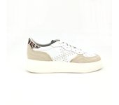 Deportivo de Munich para mujer, mod.8092004, Deportivo blanco liso con piezas beige, cordón ajustable muy cómoda