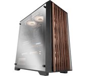 Mars Gaming MC-WOOD, Caja PC ATX, Panel Frontal de Madera, Ventana Lateral, Ventilador FDB 120mm, Refrigeración Líquida hasta 360mm, Doble Cámara, Gestión Cableado, PC Semitorre, Caja PC Negra con Cristal Templado o Cristal Cromado