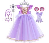 Rapunzal Girl Princess Dress Cosplay Tangled Halloween Birthday Party Vestido Kids Birthday Costume