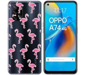 Tumundosmartphone Funda Gel Transparente para Oppo A74 4G diseño Flamenco Dibujos