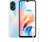 OPPO A18 - Smartphone Libre, 4GB+128GB, Pantalla HD+LCD 6.6", Cámara 8+2+5MP, Android, Batería 5000mAh
