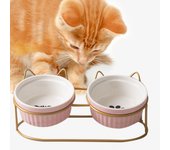 Retro Cat Bowls Raised Stand Neck Guard Stand Double Elevated for Pet Ceramic Bowl Double Dog Cat Food Feeding Bowls