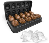 Molde para bandeja de Hielo con forma de Calavera con tapa, bandeja de Hielo con forma de Calavera, bandeja de Hielo con Embudo, adecuada para whisky, cóceles, licores y otras Bebidas.