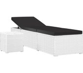 vidaXL Tumbona de jardín con cojín y mesita ratán sintético Blanco crema, Marrón, Gris Sillas de Exterior Ideal para jardín, playa, piscina, terraza Tumbona Piscina Tumbonas Playa Tumbonas Jardín Exterior
