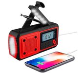 Radio portátil Power Bank Radio meteorológica de emergencia con NOAA/AM/FM USB/solar/manivela de carga alarma SOS y linterna