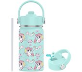 PORCHEDDU Botella Termo de Agua para Niños de Acero Inoxidable 350ml (20 Diseños) mantiene El Frio y el color- Térmica Reutilizable | Sin BPA | Keeps 24H Frio / 12H Caliente | Termo y Hermética - Doble Pantalla a Prueba de Fugas (TK350 1099 F6 D7)