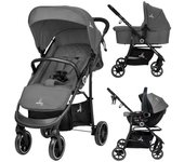 Trío Asalvo Oslo 2 Gris - Carrito de bebé multiusos con capazo y silla de auto