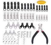 85Pcs/set Zipper Repair Kit Easy Fix Zipper Slider Head Puller Closure Universal Replacement Broken/Wearable Household Removable