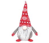 Gnomo de Navidad LED sentado "Hagin" (2xCR2032 incluidas) IP20 Ø15x28cm fabricado en poliéster color rojo y gris