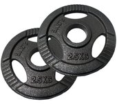 OZIO FITNESS 2 Discos de Pesas 2,5 kg 50 mm de 3 agarres Hierro Fitness