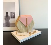 Yogodlns Hexagon Straw Shoulder Bag Women Summer Rattan Bag Handmade Woven Beach Bohemia bolsa feminina chain Crossbody bag