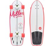 Surfskate Miller Letworld Pro 31"x9.8" color blanco y rosa - ruedas surfskate 65mm 80a y rodamientos ABEC 9