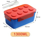 1050/1300ML Building Block Lunch Box with Tableware Portable Double Layer Bento Box for Student Office Fruit Salad Sealed Box