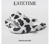 Pantuflas de tiburón y vaca para niñas, con suela gruesa, antideslizantes y de verano, ideales para usar al aire libre en casa o en el baño.